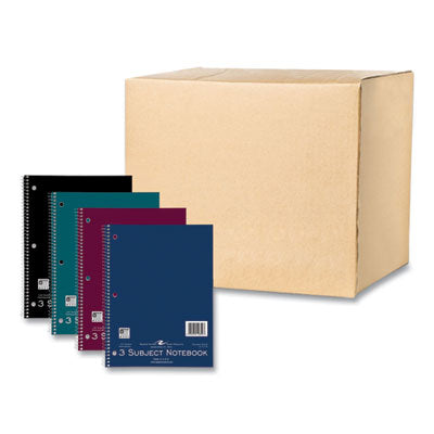 Subject Wirebound Notebook, 3-Subject, Medium/College Rule, Assorted Cover Colors, (120) 10.5 x 8 Sheets, 24/Carton - 10359 C2G
