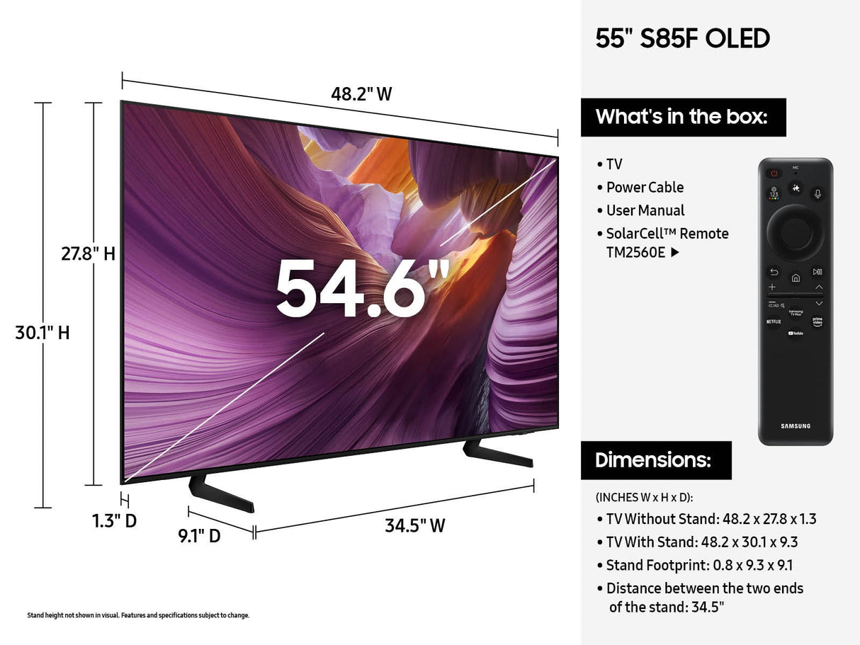 Samsung Series 8 QN55S85FAFXZA TV 139.7 cm (55") 4K Ultra HD Smart TV Wi-Fi Black - QN55S85FAFXZA SAMSUNG