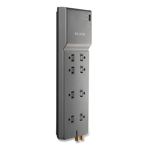 BELKIN Home/Office Surge Protector, 8 AC Outlets, 12 ft Cord, 3,390 J, Dark Gray - BE108230-12