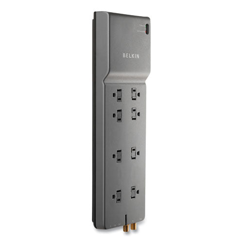 BELKIN Home/Office Surge Protector, 8 AC Outlets, 12 ft Cord, 3,390 J, Dark Gray - BE108230-12