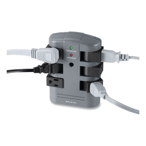 BELKIN Pivot Plug Surge Protector, 6 AC Outlets, 1,080 J, Gray - BP106000