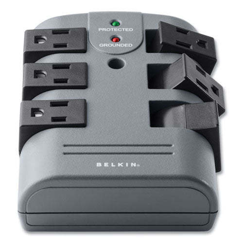 BELKIN Pivot Plug Surge Protector, 6 AC Outlets, 1,080 J, Gray - BP106000