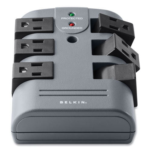 BELKIN Pivot Plug Surge Protector, 6 AC Outlets, 1,080 J, Gray - BP106000