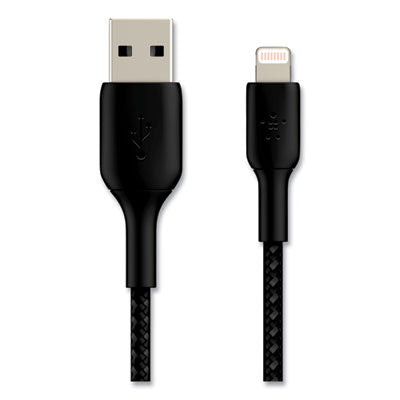 BOOST CHARGE Braided Apple Lightning to USB-A ChargeSync Cable, 6.6 ft, Black - CAA002BT2MBK BELKIN