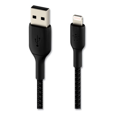 BOOST CHARGE Braided Apple Lightning to USB-A ChargeSync Cable, 6.6 ft, Black - CAA002BT2MBK