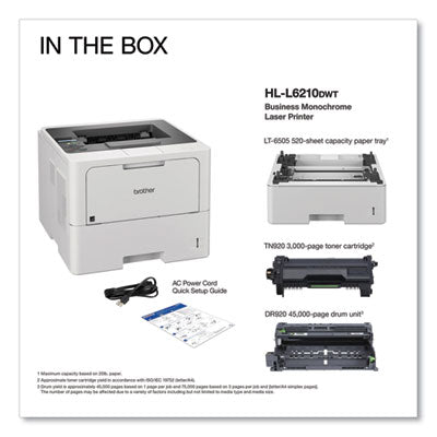 HL-L6210DWT Wireless Business Monochrome Laser Printer with Dual Paper Trays - HLL6210DWT
