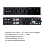 CyberPower Smart App Sinewave uninterruptible power supply (UPS) Line-Interactive 2 kVA 2000 W 8 AC outlet(s) - PR2000RTXL2UCN
