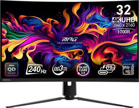 MSI MPG 321CURX QD-OLED computer monitor 80 cm (31.5") 3840 x 2160 pixels 4K Ultra HD Black - MPG321CURXQDOLED MSI