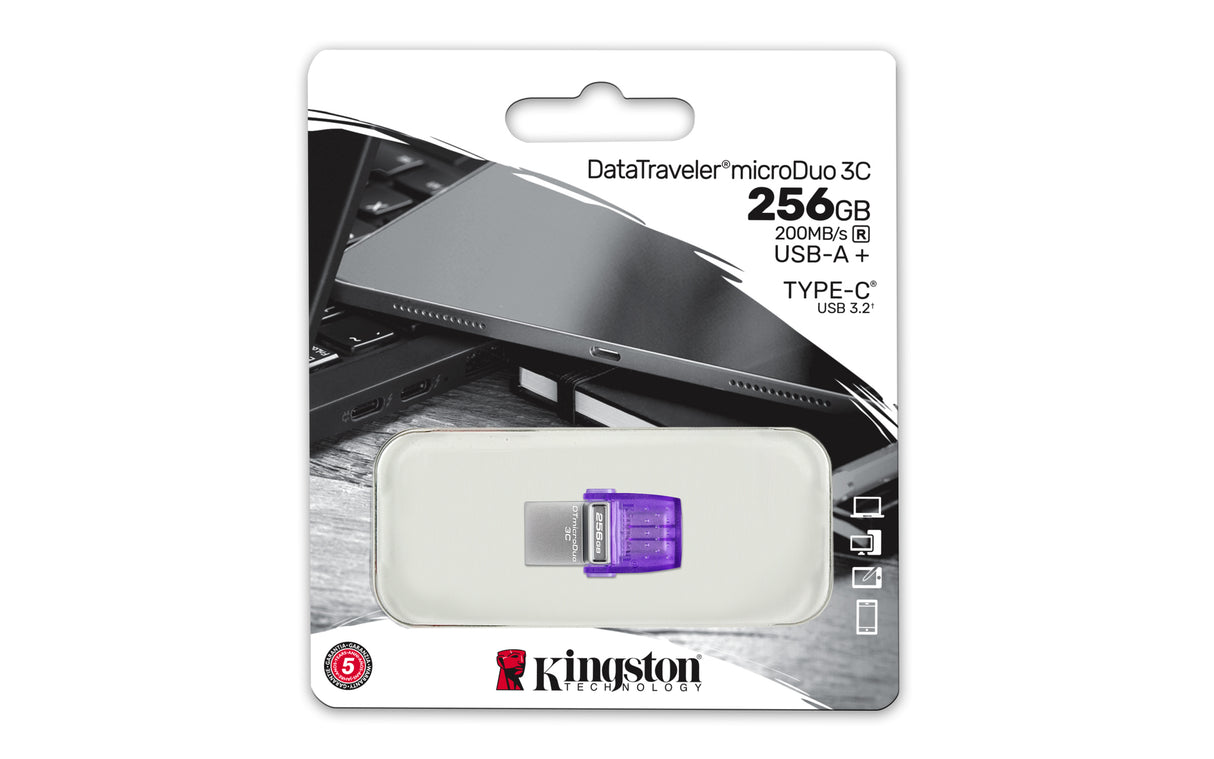 Kingston Technology DataTraveler 256GB microDuo 3C 200MB/s dual USB-A + USB-C - DTDUO3CG3/256GB