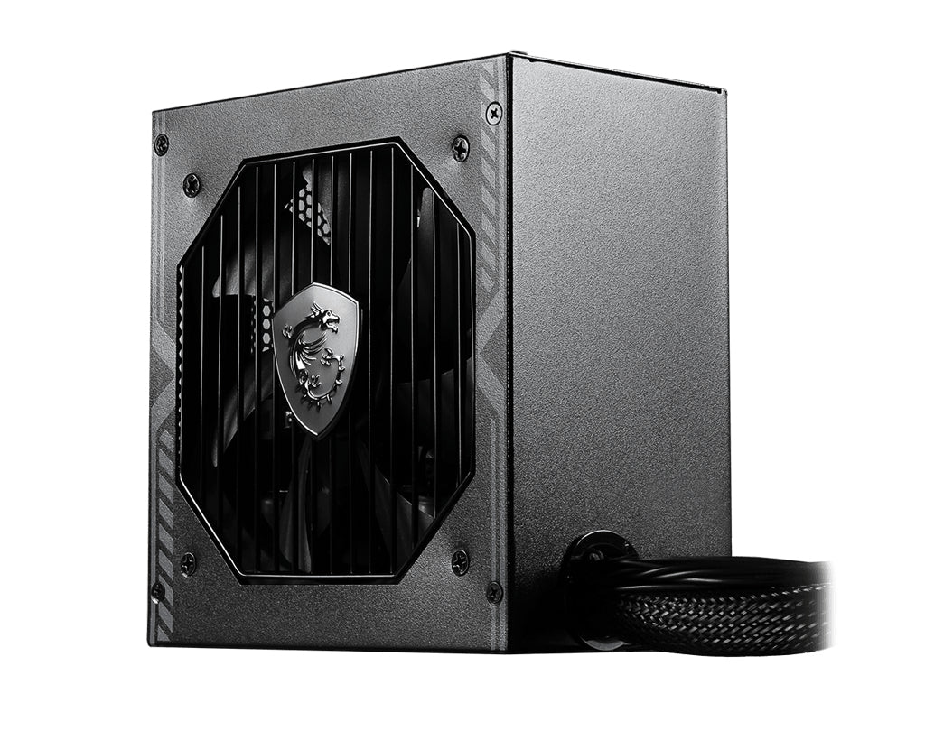 MSI MAG A650BN UK PSU '650W, 80 Plus Bronze certified, 12V Single-Rail, DC-to-DC Circuit, 120mm Fan, Non-Modular, Sleeved Cables, ATX Power Supply Unit, UK Powercord, Black' - MAGA650BN