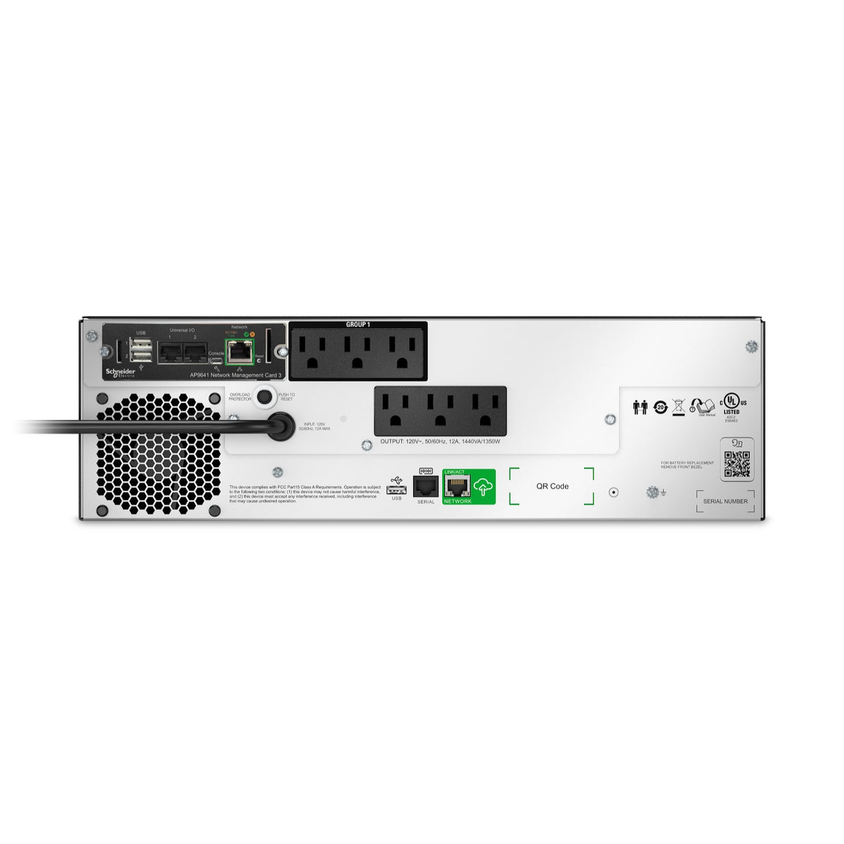 APC SMTL1500RM3UCNC uninterruptible power supply (UPS) Line-Interactive 1.44 kVA 1350 W 6 AC outlet(s) - SMTL1500RM3UCNC APC