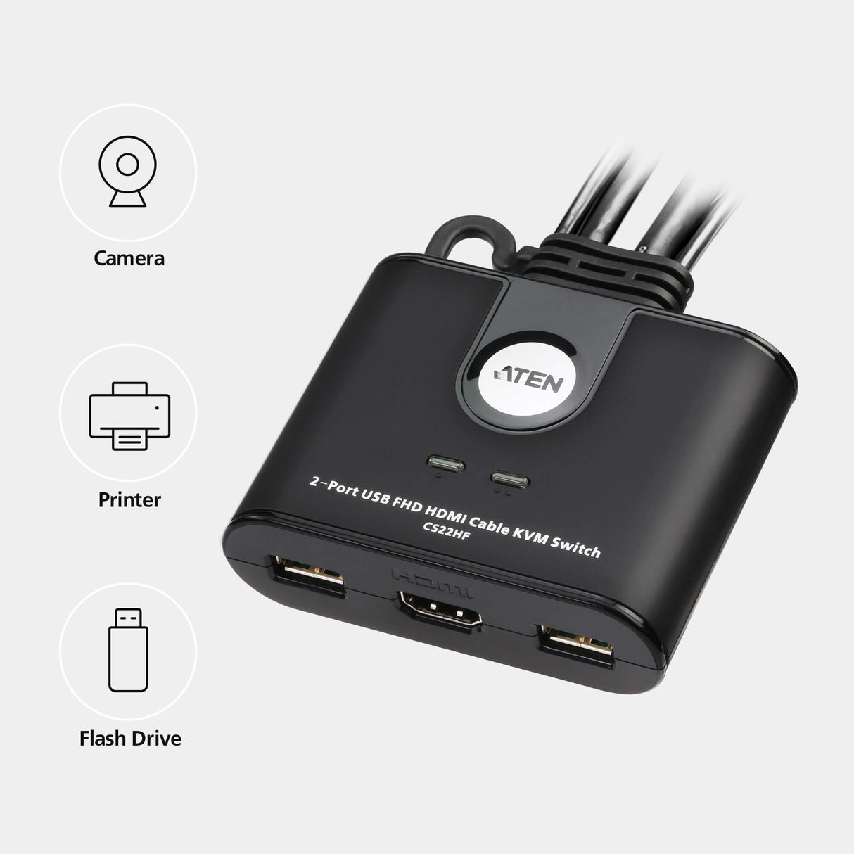 ATEN CS22HF KVM switch Black - CS22HF