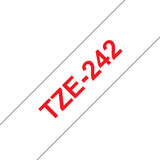 Brother 18mm (3/4") Red on White Laminated Tape (8m/26.2') (1/Pkg) - TZE242-OBSOLETE BROTHER