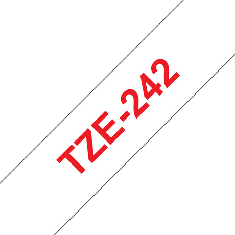 Brother 18mm (3/4") Red on White Laminated Tape (8m/26.2') (1/Pkg) - TZE242-OBSOLETE BROTHER