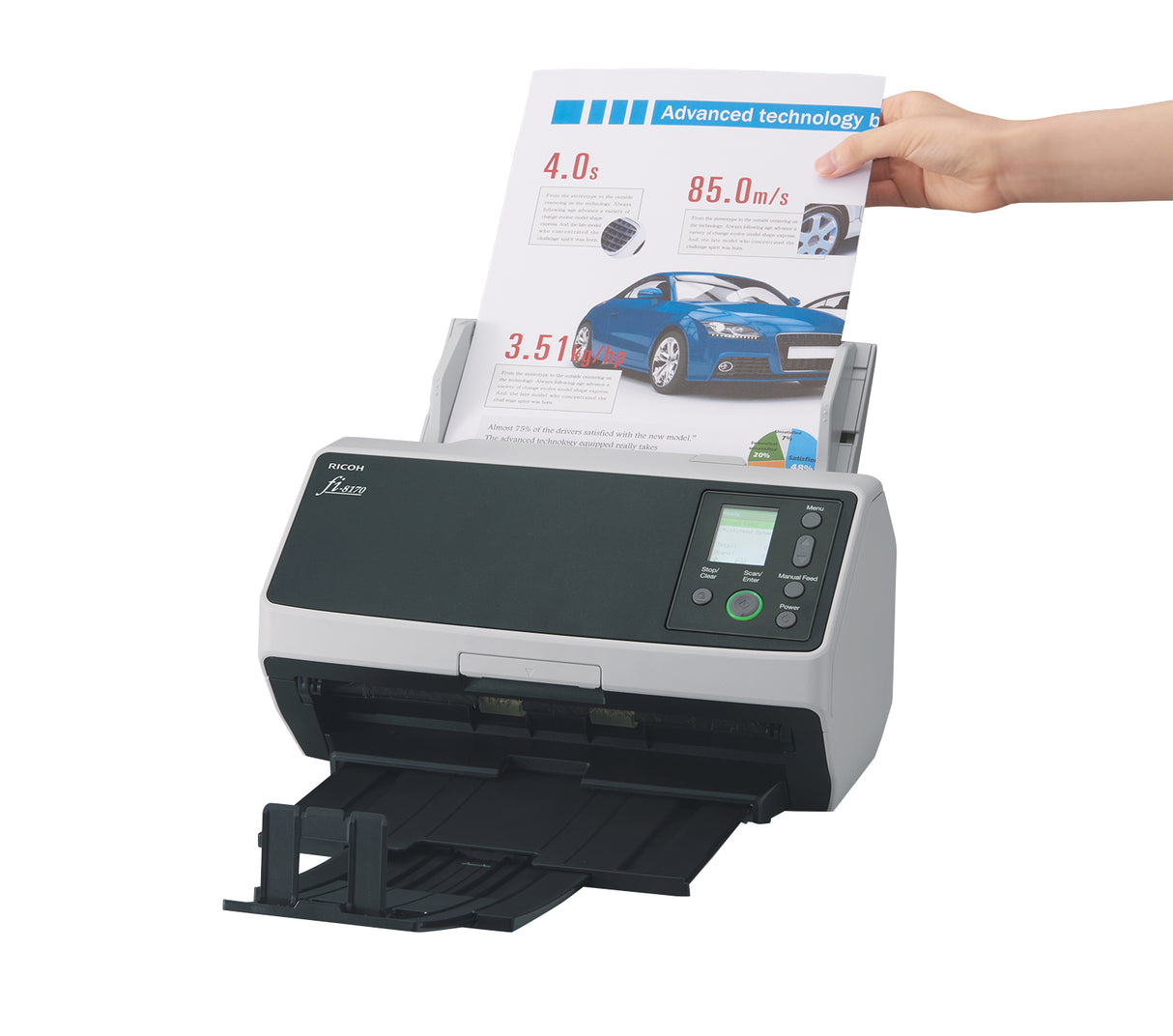 Ricoh fi-8170 ADF + Manual feed scanner 600 x 600 DPI A4 Black, Grey - PA03810-B055