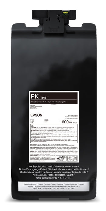 Epson (T56E) UltraChrome PRO12 Photo Black Ink Bag (Pigment) (1,600mL) - T56E120