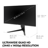 Viewsonic VX Series VX3418-2K computer monitor 86.4 cm (34") 3440 x 1440 pixels UltraWide Quad HD LED Black - VX3418-2K