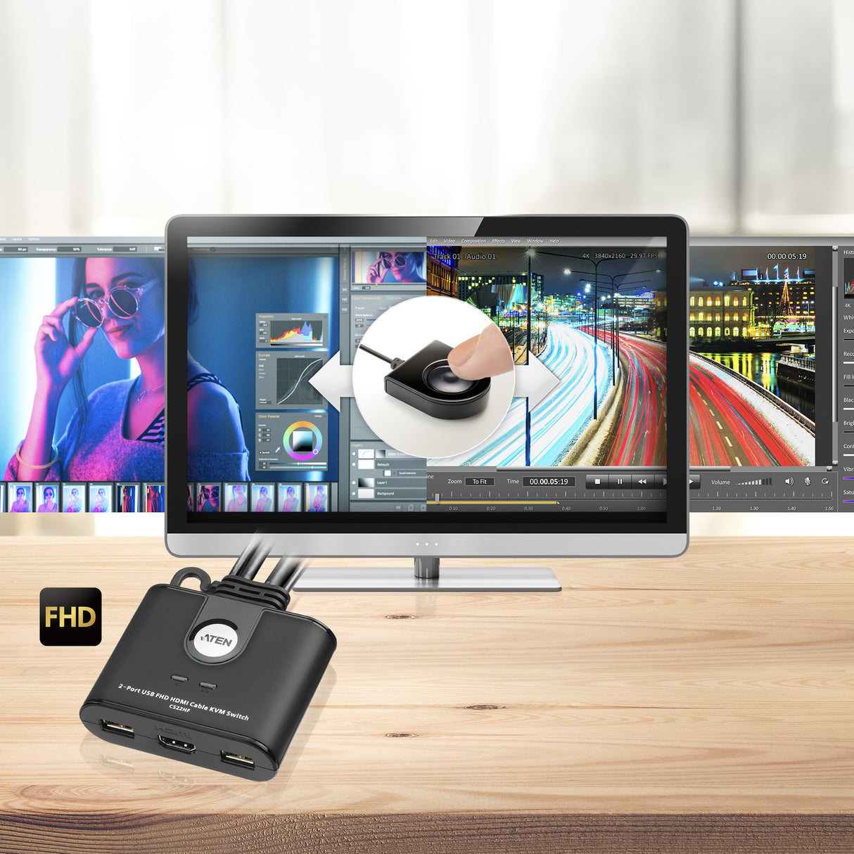 ATEN CS22HF KVM switch Black - CS22HF