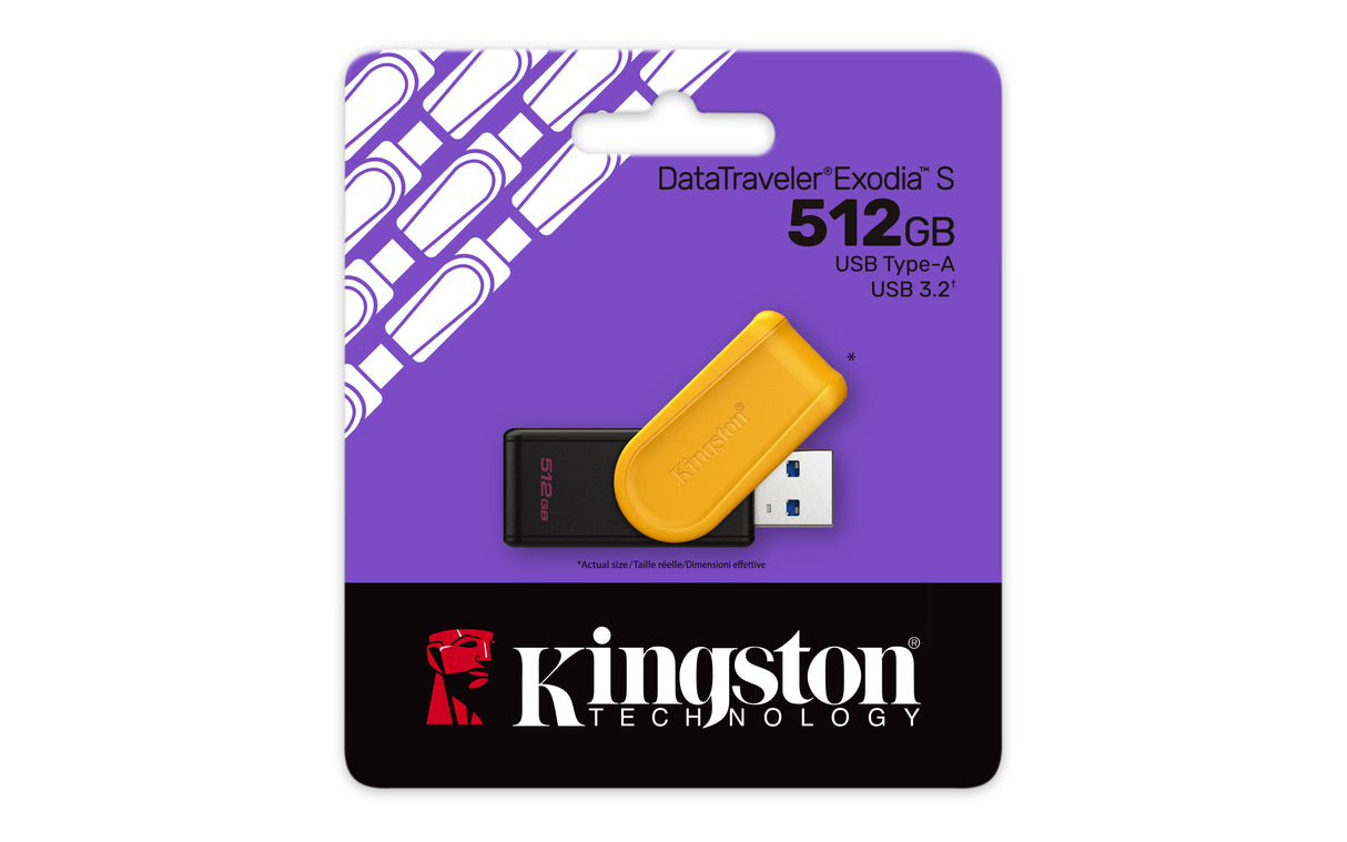 Kingston Technology DataTraveler 512GB Portable USB 3.2 Gen 1 Exodia S (Black/Yellow) - DTXS/512GB
