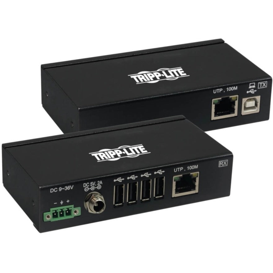 Tripp Lite 4-Port Industrial USB over Cat6 Extender, ESD Protection, PoC - USB 2.0, Mountable, 330 f - B203-104-IND-ER