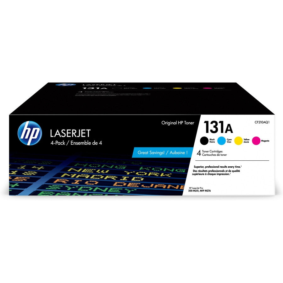 HP 131A 4-pack Black/Cyan/Magenta/Yellow Original LaserJet Toner Cartridges CF210AQ1