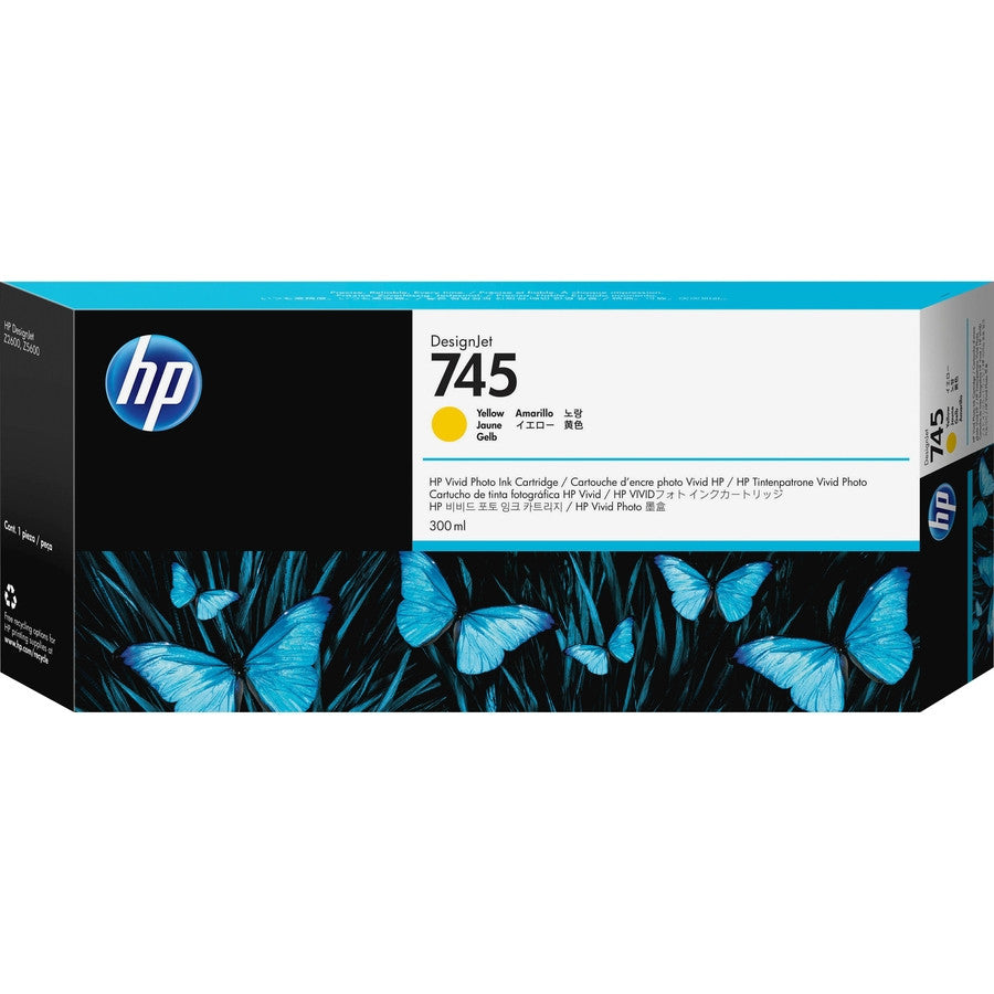 HP 745 300-ml DesignJet Yellow Ink Cartridge F9K02A