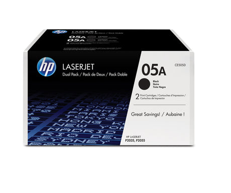 HP 05A 2-pack Black Original LaserJet Toner Cartridges CE505D