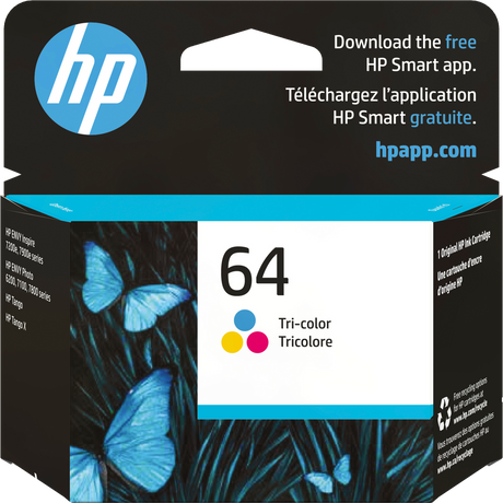 HP 64 Tri-color Original Ink Cartridge N9J89AN#140