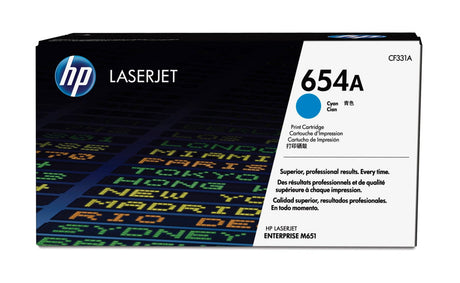 HP 654A Cyan Original LaserJet Toner Cartridge CF331A