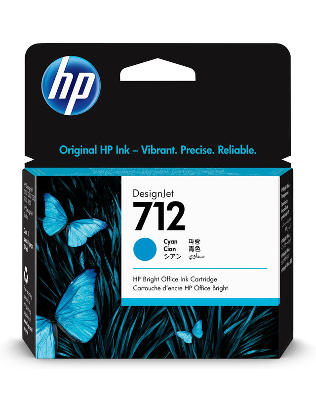 HP 712 29-ml Cyan DesignJet Ink Cartridge 3ED67A