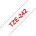 Brother 18mm (3/4") Red on White Laminated Tape (8m/26.2') (1/Pkg) - TZE242-OBSOLETE BROTHER