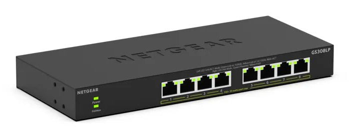 NETGEAR GS308LP Unmanaged Gigabit Ethernet (10/100/1000) Power over Ethernet (PoE) Desktop Black - GS308LP-100NAS