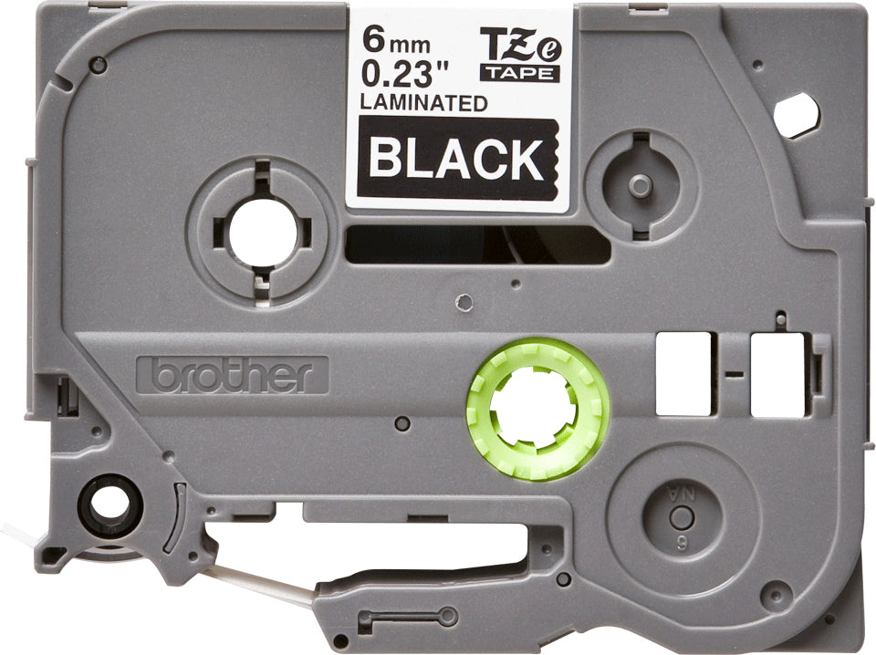 Brother 6mm (1/4") White on Black Laminated Tape (8m/26.2') (1/Pkg) - TZE315-OBSOLETE BROTHER