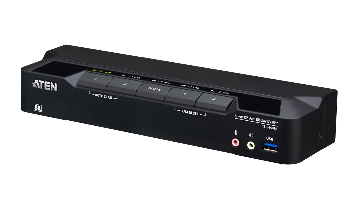 ATEN 4-Port USB 3.0 8K DisplayPort Dual-Display KVMP™ Switch (Cables included) - CS1944DPA ATEN