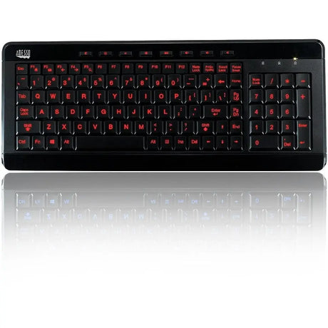 ADESSO Adesso 3-Color Illuminated Compact Multimedia Keyboard - Cable Connectivity - USB Interface Backlight On/Off, Play/Pause, Mute, Volume Down, Volume Up, Illumination Key, Adjustable Brightness, Windows...  - AKB-120EB