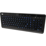 ADESSO Adesso 3-Color Illuminated Compact Multimedia Keyboard - Cable Connectivity - USB Interface Backlight On/Off, Play/Pause, Mute, Volume Down, Volume Up, Illumination Key, Adjustable Brightness, Windows...  - AKB-120EB
