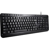 ADESSO Adesso AKB-132 - Spill-Resistant Multimedia Desktop Keyboard (PS/2) - Cable Connectivity - PS/2 Interface - 104 Key Media Player, Volume Down, Volume Up, Mute, Play/Pause, Previous Track, Next Track, ...  - AKB-132PB