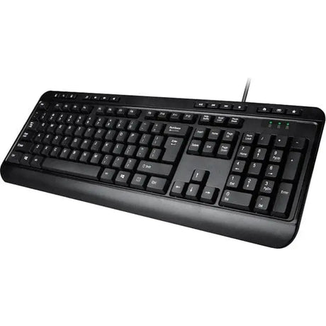 ADESSO Adesso AKB-132 - Spill-Resistant Multimedia Desktop Keyboard (PS/2) - Cable Connectivity - PS/2 Interface - 104 Key Media Player, Volume Down, Volume Up, Mute, Play/Pause, Previous Track, Next Track, ...  - AKB-132PB