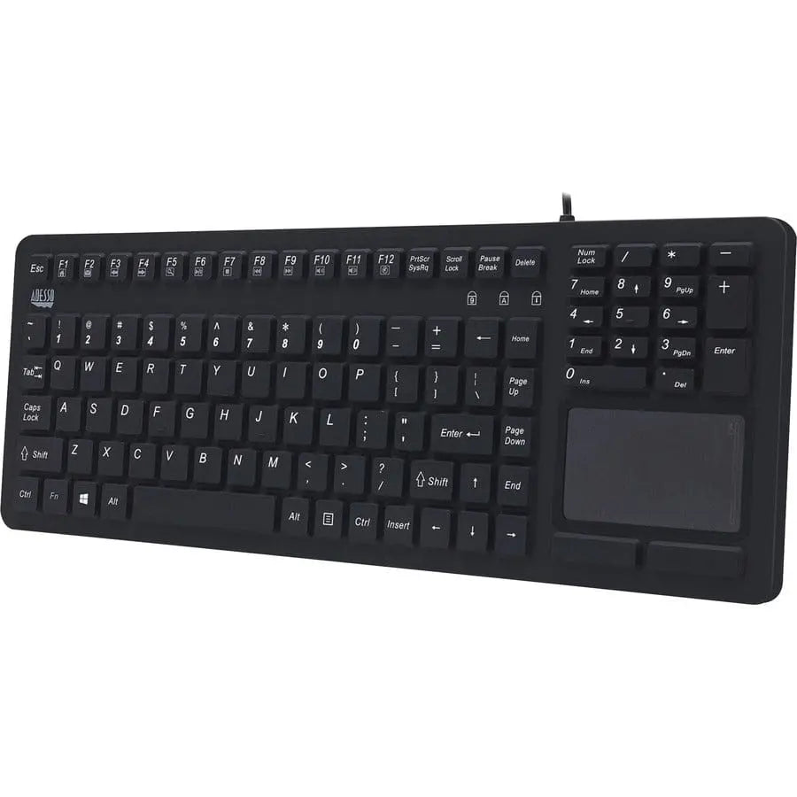 ADESSO Adesso Antimicrobial Waterproof Touchpad Keyboard - Cable Connectivity - USB Interface - 108 Key Windows Key Hot Key(s) - English (US) - MAC - TouchPad - PC, Mac OS, iOS, Windows - Membrane Keyswitch ...  - AKB-270UB
