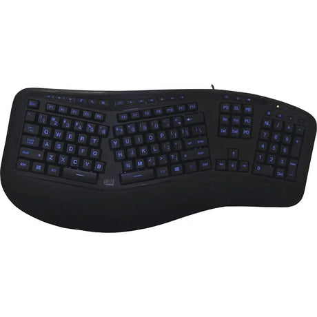 ADESSO Adesso Color Illuminated Ergonomic Keyboard - Cable Connectivity - USB Interface - 105 Key Media Player, Internet, Multimedia, Play/Pause, Stop, Previous Track, Next Track, Volume Down, Volume Up, Mut...  - AKB-150EB