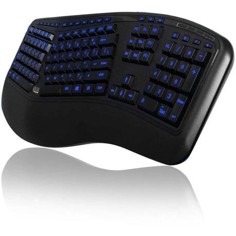 ADESSO Adesso Color Illuminated Ergonomic Keyboard - Cable Connectivity - USB Interface - 105 Key Media Player, Internet, Multimedia, Play/Pause, Stop, Previous Track, Next Track, Volume Down, Volume Up, Mut...  - AKB-150EB