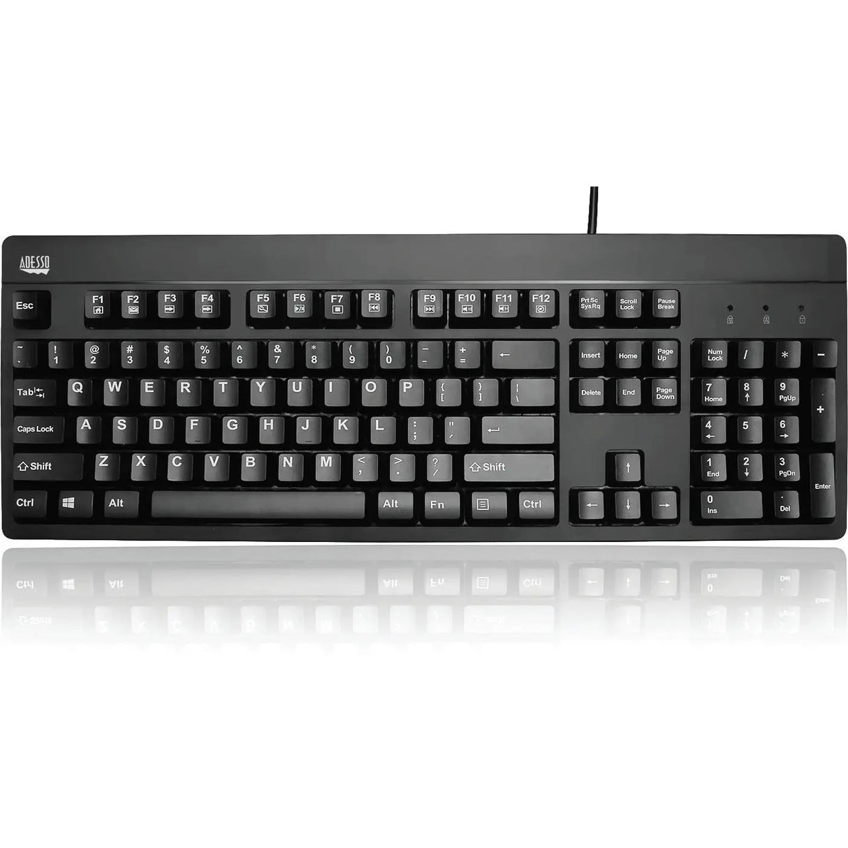 ADESSO Adesso EasyTouch 630UB - Antimicrobial Waterproof Keyboard - Cable Connectivity - USB Interface - 104 Key Windows Key Hot Key(s) - English (US) - QWERTY Layout - MAC - Windows, Mac OS - Membrane Keysw...  - AKB-630UB