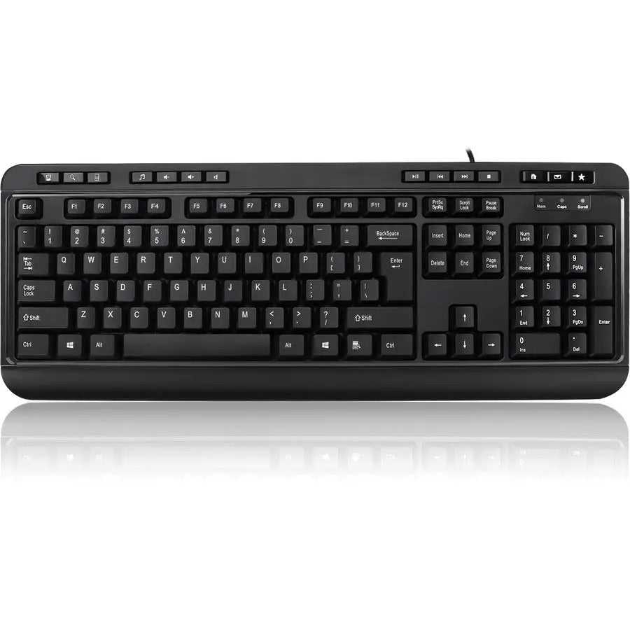 ADESSO Adesso Multimedia Desktop Keyboard with 3-Port USB Hub - Cable Connectivity - USB Interface - 104 Key Media Player, Volume Down, Volume Up, Mute, Play/Pause, Previous Track, Next Track, Stop, My Compu...  - AKB-132HB