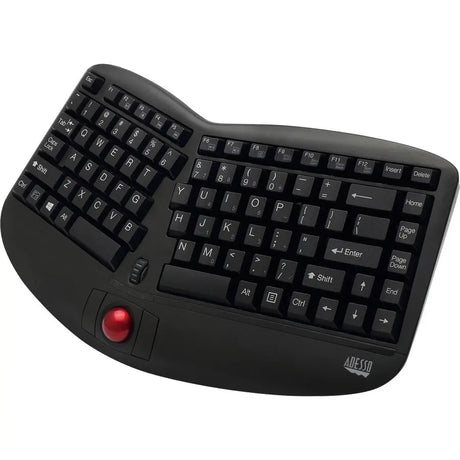 ADESSO Adesso Tru-Form Media 3150 - 2.4 GHz Wireless Ergo Trackball Keyboard - Wireless Connectivity - RF - 30 ft - 2.40 GHz - USB 2.0 Interface - 87 Key On/Off Switch, Connect, Play/Pause, Stop, Previous Tr...  - WKB-3150UB