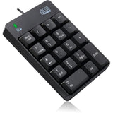 ADESSO Adesso USB Spill Resistant 18-Key Numeric Keypad - Cable Connectivity - USB Interface - 18 Key - English (US) - Windows - Membrane Keyswitch - Black - AKB-601UB