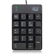 ADESSO Adesso USB Spill Resistant 18-Key Numeric Keypad - Cable Connectivity - USB Interface - 18 Key - English (US) - Windows - Membrane Keyswitch - Black - AKB-601UB