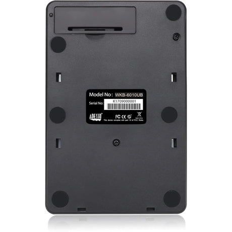 ADESSO Adesso Wireless Spill Resistant 18-Key Numeric Keypad - Wireless Connectivity - RF - 30 ft - 2.40 GHz - USB Interface - 18 Key - English (US) - Computer - Windows - Membrane Keyswitch - AAA Battery Si - WKB-6010UB