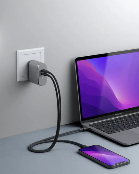 ALOGIC ALOGIC 2X68 Rapid Power 68W GaN Charger - Space Grey - Includes 2m 100W USB-C Charging Cable
