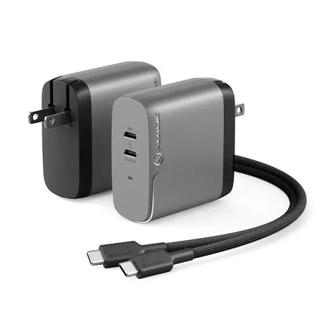 ALOGIC ALOGIC 2X68 Rapid Power 68W GaN Charger - Space Grey - Includes 2m 100W USB-C Charging Cable