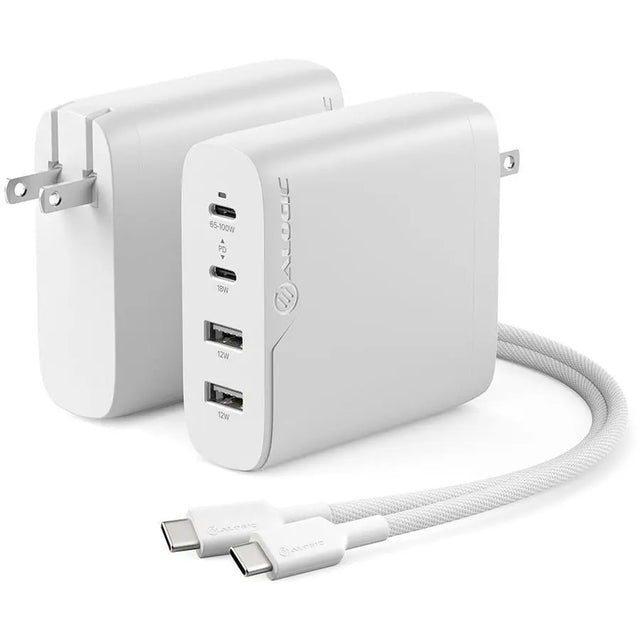 ALOGIC ALOGIC 4X100 Rapid Power 4 Port 100WGaNCharger - ALOGIC 4X100 Rapid Power 4 Port 100WGaNCharger -USB-C (Max. 100W) +USB-C (Max. 18) +USB-A (Max. 17W) +USB-A (Max. 17W) -Includes 2m USB-C Charging Cable